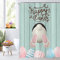 Hnmdmyi Duschvorhang Ostern 180x220, Funny Bunny Kaninchen Bunte Ostereier Badewanne Vorhang Bauernhaus Holzbrett Kinder Frühling Urlaub Wasserdicht Polyester Stoff Waschbar Badevorhang mit Haken