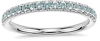 Erstellt Edelstein Runde facettierte Blautopas Cz Ringe – 925 Sterling Silber Himmelblau Blauer Topas Cz Edelsteinringe – schönes Schmuckgeschenk zur Verlobung