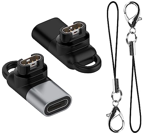 NEWZEROL 2 Stück USB C Adapter Kompatibel für Garmin Uhr Typ C Ladekabel Adapter für Garmin Forerunner570/970/165/955/965,Fenix 8/8 Solar/7/6,vivoactive 6/5/4s,Venu 3S/2S,Epix2-Schwarz/Grau