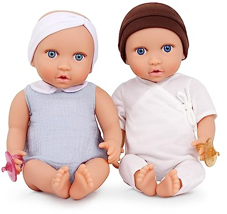 LullaBaby - Zwillings-Baby-Puppen-Set - Junge & Mädchen - 36 cm Realistische Baby-Zwillings-Puppen - Helle Hauttöne & Blaue Augen - Spielzeug für Kinder ab 2 Jahren
