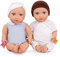 LullaBaby – 2 Baby Puppen Zwillinge mit Puppenkleidung – Porzellan Hautton & Blaue Augen – 36 cm Babypuppen Weichkörper – Mütze, Stirnband & Schnuller – Spielzeug für Kinder ab 2 Jahren