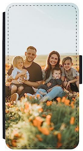 Unique Gifts House Ltd Personalised Phone Case Compatible with iPhone 13 Custom Leather Flip Wallet Case Any Photo Printed One Photo Anti Drop Personalised Case