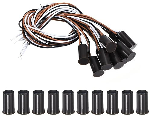 PATIKIL Magnetic Reed Switch, 10 Pack NO NC Ring Alarm Contact Sensor Wired Recessed Door Sensor Window Contact Switch for Alarm System, Brown