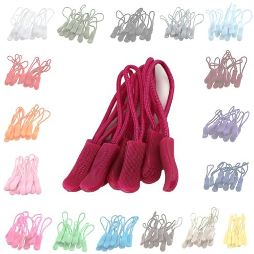 10 Zipper-Schlaufen 70 Farben Reißverschluss-Anhänger Reißverschluss-Verlängerung Pull Anhänger, Farbe:himbeer