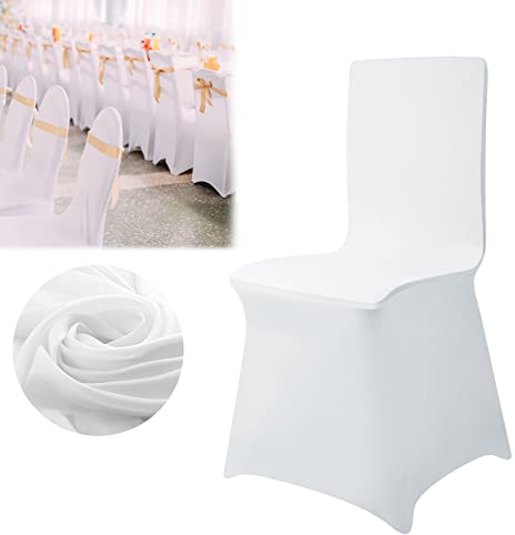 LILIIN 100 Stück weiß Universell Stuhlhussen Stuhl für Esszimmerstühle, Spandex-Stuhlhussen für Wohnzimmer, Esszimmerstuhl-Schonbezug für Hochzeit, Bankett und Party