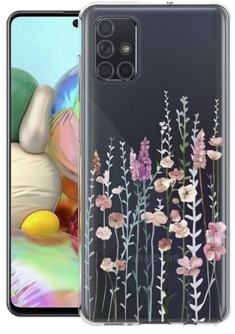 Kaywzo Hülle für Samsung Galaxy A51 4G,Transparent TPU Handyhülle mit Gemälde Blume Muster,Ultradünn Stoßfester Schutzhülle,Schön Silikon Cover Case-3