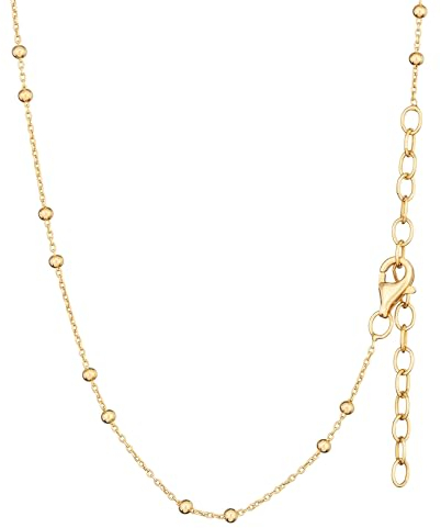 NKlaus 45+5cm Kugelkette 925 Silber Gelbgold vergoldet längenverstellbar Halskette 2mm breit Silberkette Damen 15613