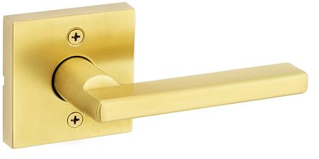 Kwikset Halifax - Manija de puerta falsa, palanca de una sola cara para armarios, puertas dobles francesas y despensa, palanca interior reversible de latón satinado sin giro, con protección Microban