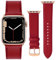 ONET8O Leather Strap Compatible with Apple Watch Series Genuine Leather Replacement Band for iWatch 38/40/41/42/44/45/49mm for Women and Men Rose gold Adapters-38/40/41mm Red