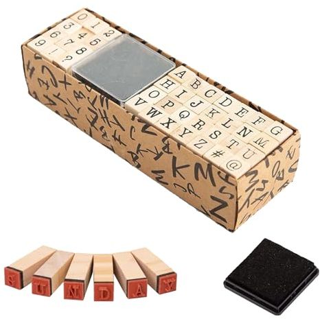 40 Stück Buchstaben Stempel Alphabet Stempel Set mit Stempelkissen Holzstempel für Scrapbooking Kunst Handwerk Kartenherstellung