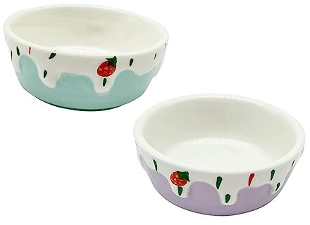 ORFOFE 2pcs Ceramic Hamster Food Bowl Small Pet Feeder Bowls for Hamsters Chinchillas More Easy to Clean Compact Design Purple Blue