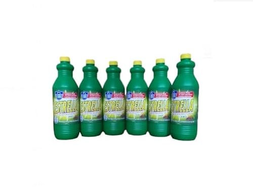 Droquimur Estrella, lejía y detergente, Botella de 1,430 L. Pack de 6 und. y 4 bayetas de Regalo (6, Pino)