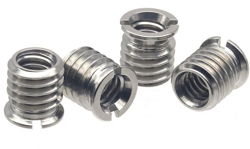 HITHUT Adattatore a vite in acciaio inox da 1/4-20 femmina a 3/8-16 maschio, 4 pezzi, altezza 10,5 mm