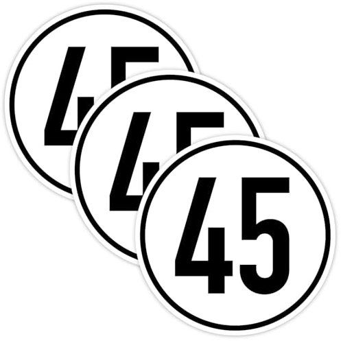 Lot de 3 autocollants Panneau de vitesse « 45 km/h » Film autocollant conforme à la StVZO § 58 | Ø 5-30 cm Fabriqué en Allemagne Taille : Ø 20 cm