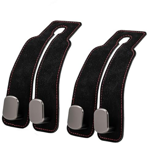PRIMEWELD 2PCS Leather Car Seat Hooks: Backrest Hooks - for Bags & Purses (Black)