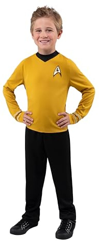 Star Trek Captain Kirk Official Youth Halloween Costume - Premium Quality Long Sleeve Top with Black Pants (S)