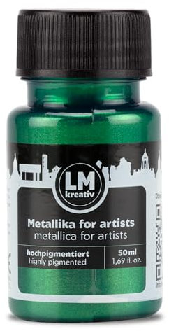 LM-Kreativ Metallika for Artists 50 ml - Grün - Metallic Acrylfarbe/Bastelfarbe. Für kreative Projekte auf Holz, Leinwand, Keramik. Hochdeckend, lichtecht. Für Künstler und Bastler