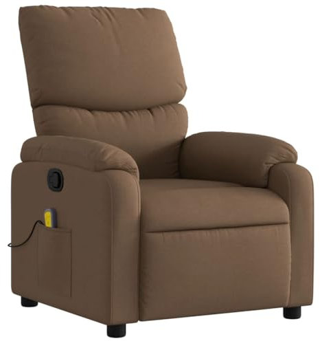 KOIECETA Massagesessel Sessel Verstellbare Rückenlehne Fernsehsessel Relaxsessel mit Vibrationsfunktion Liegesessel Polstersessel Ruhesessel Braun Stoff