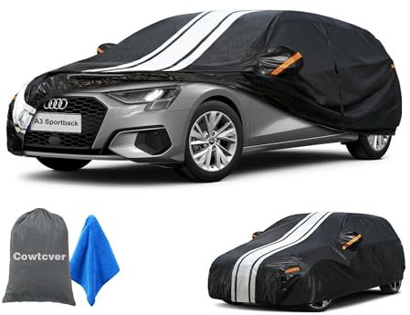 Cowtcver Autoabdeckung Wasserdicht Atmungsaktiv Passend für 1996-2025 Audi A3 Sportback, Vollgarage Autoplane für Sonne Regen Staub Schutz, Auto Abdeckplane Abdeckung.