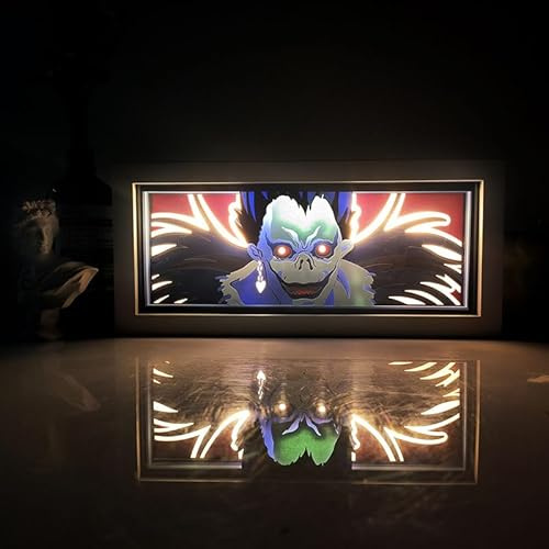 Zhongkaihua Death Note Light LED-Lampe Anime Light Up Box, Death Note Ryuuku Figur Kunst Papierausschnitt Tischlampe Lichtrahmen Schreibtischdekorationen Geschenke