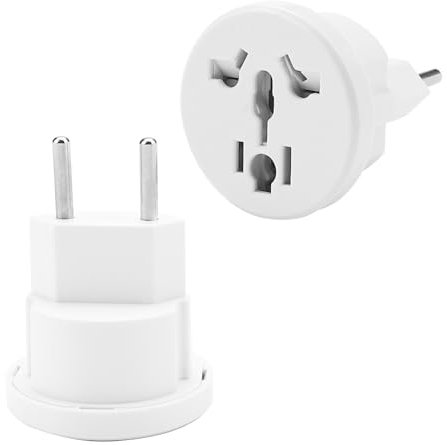 Powice 2 Stück Adapter Steckdose, Adapter China Deutschland Stecker, Universal Adapter, EU Stecker Adapter, US to EU Adapter, Adapter Stecker für UK, Deutschland, USA, UK, Schweiz, China, Weiß