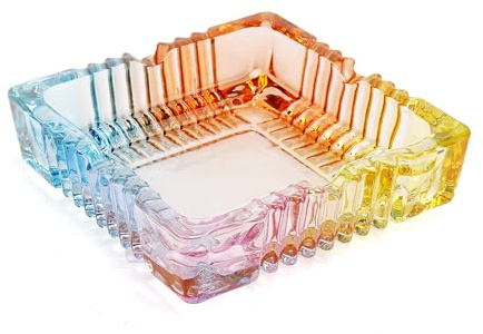 Puremagics Bunte quadratische Kristallglas-Schüssel für Küche und Innenbereich zur Dekoration. Tafelaufsatz für Tisch, 15,2 cm Durchmesser.