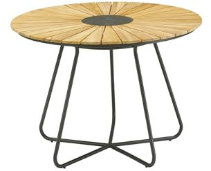 Liadomo runder Gartentisch Atina - Ø 110 cm - Teakholz - Edelstahl - Outdoor Esstisch - Glaskeramik-Einlage - für Garten, Terrasse & Balkon