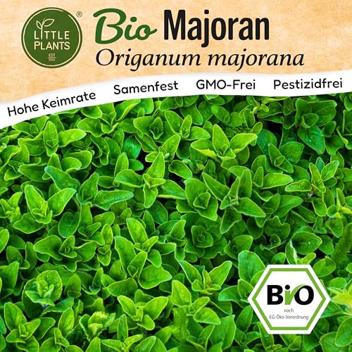 Little Plants BIO Majoran Samen 2000 Majoransamen Kräutersamen Samenfest für Kräutergarten Kräuter Samen Küchenkräuter für Küche, Balkon und Garten