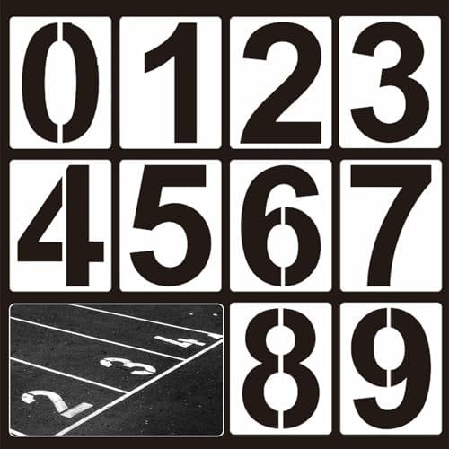 GVSS 10 Stück 10cm Zahlen Schablonen von 0 bis 9, Wiederverwendbare Zahlenschablonen aus Kunststoff,Schablonen Malen für Parkplatzmarkierung,Wanddekoration,Graffiti und Kunstprojekte