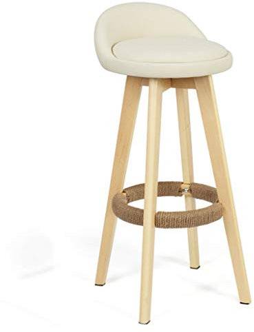 Vintage Barhocker mit PU-Sitz und Massivholzbeinen, Hochstuhl für Kneipe, Café, Esszimmer, max. Belastung 200 kg