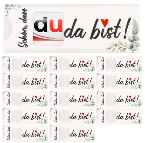 15 Stück Schön Dass Du Da Bist Geschenke Hülle Filz Geschenke für Schokolade Verpackung Geschenkbox Geschenk für Hochzeit Taufe Weihnachten Geburtstag Konfirmation, ohne Schokolade