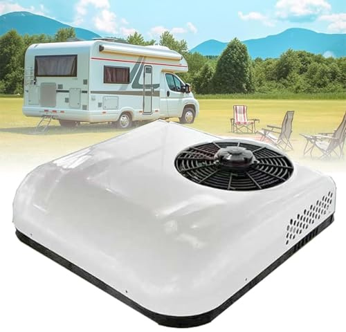 RayGenius Climatiseur pour Camping-Car Climatiseur de Toit pour Camping-Car, 12v/24v DC Climatiseur pour Camping-Car 2 en 1, Climatiseur électrique pour Parking Système,12VDC-White