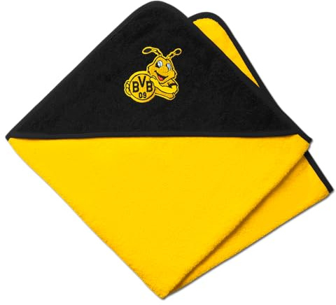 BVB Kapuzentuch Emma, Babyhandtuch 75 x 75 cm, Schwarz-Gelb, 100% Baumwolle