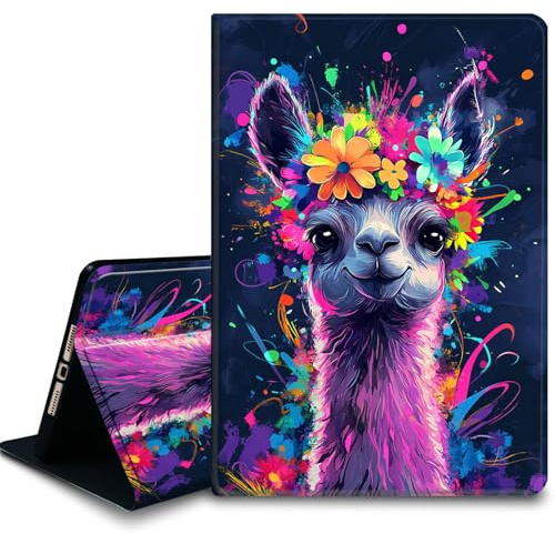 Bxgolkgd Tablet Case for Microsoft Surface Pro 11/10/9 13 Inch 2024/2022,Shockproof Stand Cover with Heat Dissipation,Auto Wake/Sleep Function,Colorful Alpaca Flower