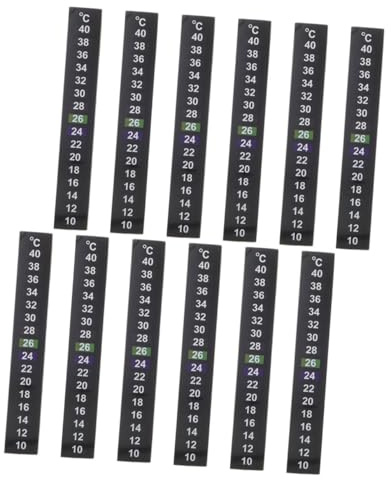 Gatuida 12Er Set Aquarium Thermometer Aufkleber Digital Selbstklebend Farbwechselnder Temperaturstreifen FüR Fischbecken Aquarium 5.12X0.79In PräZise Temperaturanzeige