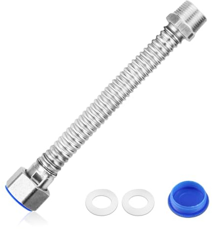 WJMY Panzerschlauch Verlängerung Edelstahl 3/4 Zoll 40cm IG x AG | Flexschlauch Edelstahl Wellrohr, Universelles Anschlussrohr für Wasseranschluss, Heizung, Enthärtungsanlage