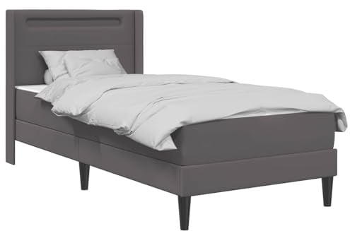 vidaXL Bettgestell mit Matratze Grau 100 x 200 cm Kunstleder, Moderner Bettgestell, schickes Schlafzimmermöbel, eleganter Schlafplatz, gemütliches Design für entspannten Schlaf