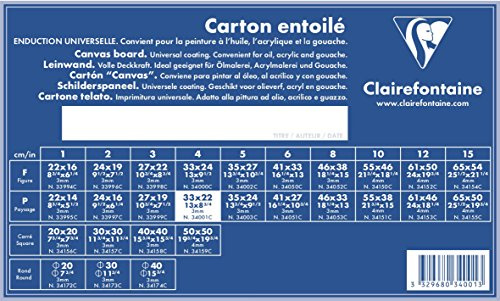 Clairefontaine 34001C Leinwand (3 mm, Querformat, 33 x 22 cm, ideal für Nasstechniken, praktisch und einfach zu verwenden) weiß