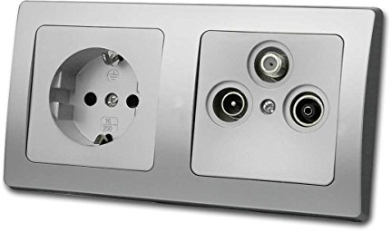 DELPHI Kombi Steckdose & Antennendose, silber