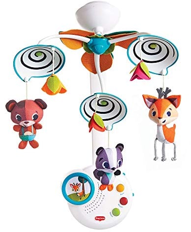 Tiny Love Classic Mobile, entwicklungsförderndes Kinderbett Mobile, Neugeborenes Baby Mobile mit Musik, geeignet ab Geburt, 0-24 Monate, 3 Melodien, Into the Forest