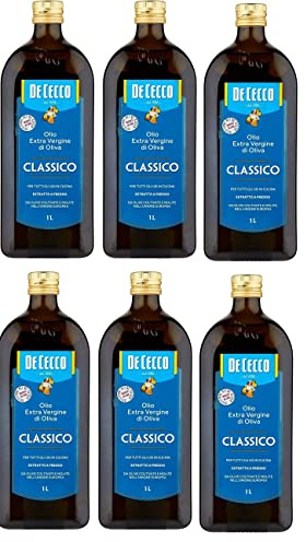 De Cecco Classico Lot de 6 bouteilles d'huile d'olive extra vierge vierge 1 l