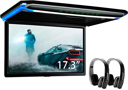 XTRONS 17,3“ Digital TFT FHD 16:9 Bildschirm für Auto Bus unterstützt 1080P Video Auto Overhead Player Auto Monitor mit HDMI Port Automosphäre LED für Urlaub (CM173HD+DWH005x2)