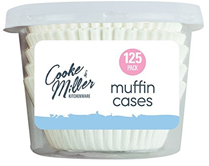 White Paper Muffin Cases, 125 Pack - Disposable & Stylish Design, Ideal for Baking Muffins, Cupcakes, Fairy Cakes, Buns, & More
