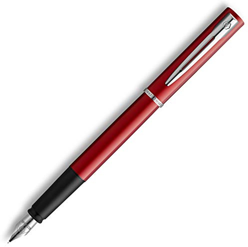 Waterman Allure Füller | Lackierung in Rot | Füllfederhalter mit feiner Feder | Blaue Tinte | Geschenkbox