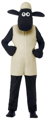 Smiffys, Kinder Unisex Shaun das Schaf Kostüm, Jumpsuit und Kopfteil, 20607