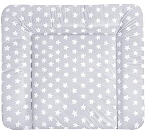Julius Zöllner Wickelauflage Softy 65x75 cm - Wickelunterlage - wasserdicht und abwischbar - Made in Germany – Oeko-Tex Standard 100 – Sterne grau