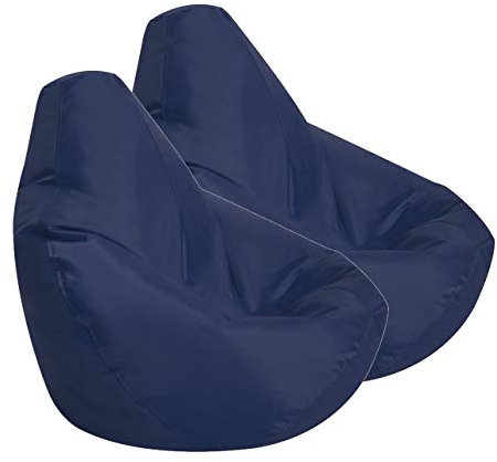 Bean Bag Bazaar Dalton Outdoor Kids Bean Bag, Navy, 2 Pack, Water Resistant, Gaming Chair for Kids, Indoor Outdoor Beanbag with Filling Included, Childs Chair ideal for Bedroom, Playroom, Garden