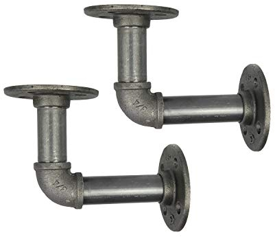 Natural Goods Berlin 2X Regalhalterung Schöneberg | 3/4 Zoll Eisen Rohr Regalhalter, Pipe Regalträger Vintage, Industrial Wandregal L - Form (für 18-24cm Regalbretter, Industrial)