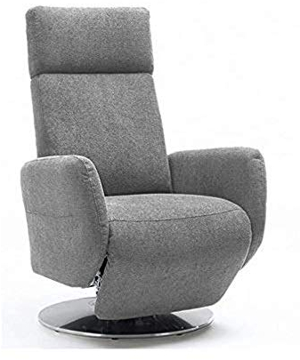 Cavadore TV-Sessel Cobra, Fernsehsessel mit 2 E-Motoren und Akku, Relaxfunktion, Liegefunktion, Ergonomie M, 71 x 110 x 82, Belastbar bis 130 kg, hellgrau