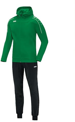 JAKO Trainingsanzug Kinder Polyester Classico mit Kapuze Sportgrün Gr. 128 - Jogginganzug 2-teilig für Sport und Alltag, Jogginghose & Trainingsjacke